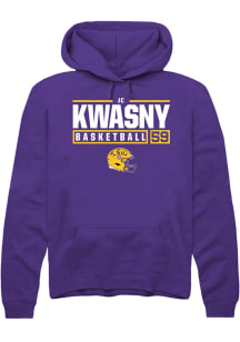 JC Kwasny  Rally LSU Tigers Mens Purple NIL Stacked Box Long Sleeve Hoodie