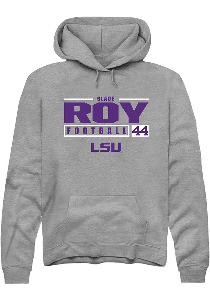 Slade Roy LSU Tigers Mens GRAPHITE NIL Stacked Box Hoodie - 2476005222