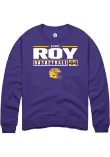 Slade Roy  Rally LSU Tigers Mens Purple NIL Stacked Box Long Sleeve Crew Sweatshirt