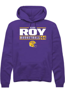 Slade Roy  Rally LSU Tigers Mens Purple NIL Stacked Box Long Sleeve Hoodie