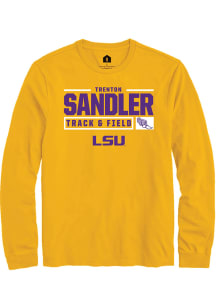 Trenton Sandler  LSU Tigers Gold Rally NIL Stacked Box Long Sleeve T Shirt
