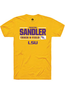 Trenton Sandler  LSU Tigers Gold Rally NIL Stacked Box Short Sleeve T Shirt