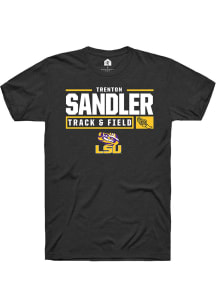 Trenton Sandler  LSU Tigers Black Rally NIL Stacked Box Short Sleeve T Shirt