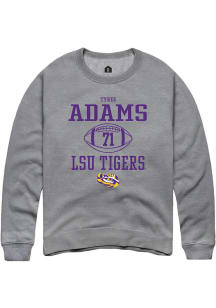 Tyree Adams  Rally LSU Tigers Mens Grey NIL Sport Icon Long Sleeve Crew Sweatshirt