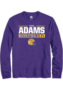 Tyree Adams  LSU Tigers Purple Rally NIL Stacked Box Long Sleeve T Shirt