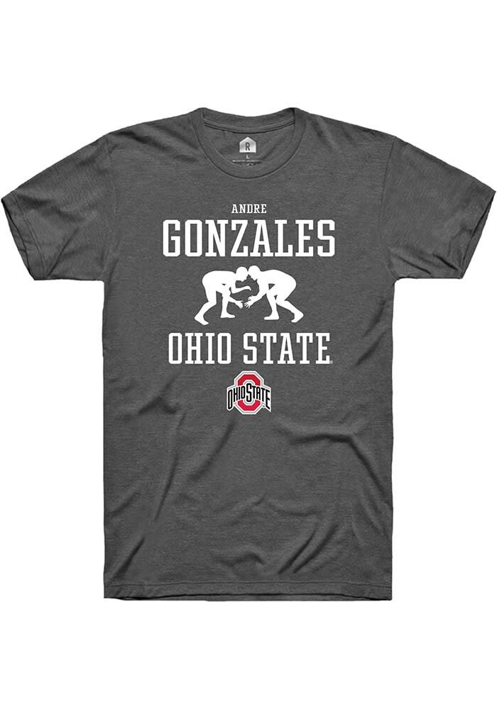 Andre Gonzales  Ohio State Buckeyes Dark Grey Rally NIL Sport Icon Short Sleeve T Shirt