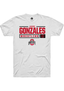 Andre Gonzales  Ohio State Buckeyes White Rally NIL Stacked Box Short Sleeve T Shirt