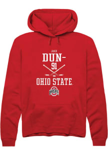 Jake Dunlap  Rally Ohio State Buckeyes Mens Red NIL Sport Icon Long Sleeve Hoodie