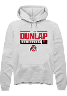 Jake Dunlap  Rally Ohio State Buckeyes Mens White NIL Stacked Box Long Sleeve Hoodie