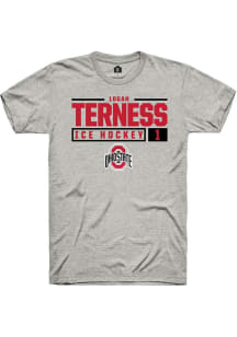 Logan Terness  Ohio State Buckeyes Ash Rally NIL Stacked Box Short Sleeve T Shirt