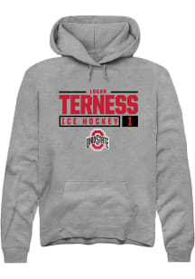 Logan Terness  Rally Ohio State Buckeyes Mens Graphite NIL Stacked Box Long Sleeve Hoodie