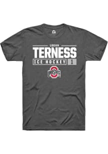 Logan Terness  Ohio State Buckeyes Dark Grey Rally NIL Stacked Box Short Sleeve T Shirt