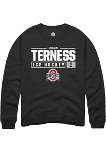 Logan Terness  Rally Ohio State Buckeyes Mens Black NIL Stacked Box Long Sleeve Crew Sweatshirt