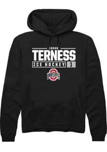 Logan Terness  Rally Ohio State Buckeyes Mens Black NIL Stacked Box Long Sleeve Hoodie