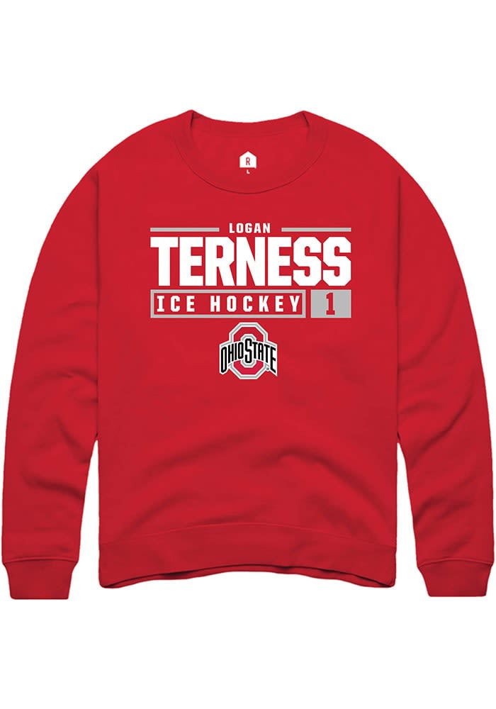 Logan Terness Rally Ohio State Buckeyes Mens NIL Stacked Box Long Sleeve Crew Sweatshirt