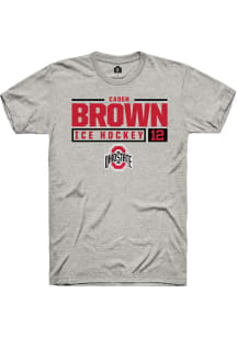 Caden Brown  Ohio State Buckeyes Ash Rally NIL Stacked Box Short Sleeve T Shirt