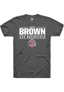 Caden Brown  Ohio State Buckeyes Dark Grey Rally NIL Stacked Box Short Sleeve T Shirt