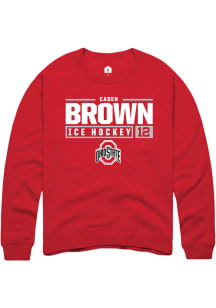 Caden Brown  Rally Ohio State Buckeyes Mens Red NIL Stacked Box Long Sleeve Crew Sweatshirt