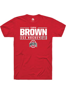 Caden Brown  Ohio State Buckeyes Red Rally NIL Stacked Box Short Sleeve T Shirt