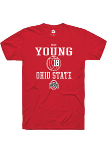 Cole Young  Ohio State Buckeyes Red Rally NIL Sport Icon Short Sleeve T Shirt