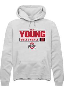 Cole Young  Rally Ohio State Buckeyes Mens White NIL Stacked Box Long Sleeve Hoodie