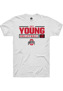 Cole Young  Ohio State Buckeyes White Rally NIL Stacked Box Short Sleeve T Shirt