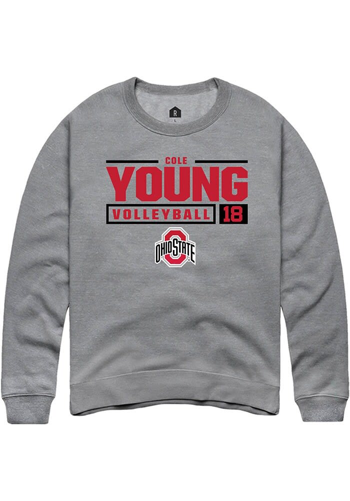 Cole Young  Rally Ohio State Buckeyes Mens Graphite NIL Stacked Box Long Sleeve Crew Sweatshirt