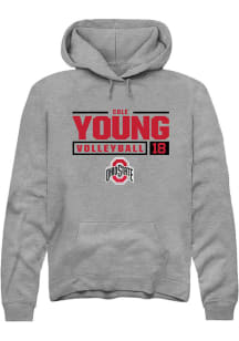 Cole Young  Rally Ohio State Buckeyes Mens Grey NIL Stacked Box Long Sleeve Hoodie