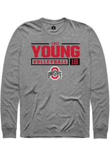 Cole Young  Ohio State Buckeyes Graphite Rally NIL Stacked Box Long Sleeve T Shirt