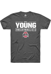 Cole Young  Ohio State Buckeyes Dark Grey Rally NIL Stacked Box Short Sleeve T Shirt