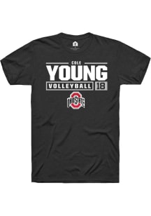 Cole Young  Ohio State Buckeyes Black Rally NIL Stacked Box Short Sleeve T Shirt