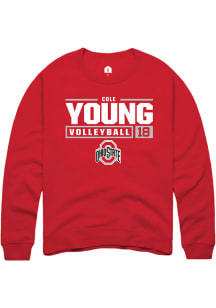 Cole Young  Rally Ohio State Buckeyes Mens Red NIL Stacked Box Long Sleeve Crew Sweatshirt