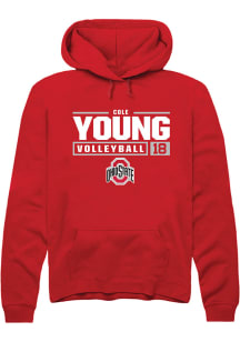 Cole Young  Rally Ohio State Buckeyes Mens Red NIL Stacked Box Long Sleeve Hoodie