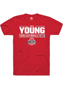 Cole Young  Ohio State Buckeyes Red Rally NIL Stacked Box Short Sleeve T Shirt
