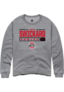 Halen Swickard  Rally Ohio State Buckeyes Mens Grey NIL Stacked Box Long Sleeve Crew Sweatshirt
