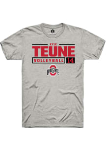 Kyle Teune  Ohio State Buckeyes Ash Rally NIL Stacked Box Short Sleeve T Shirt