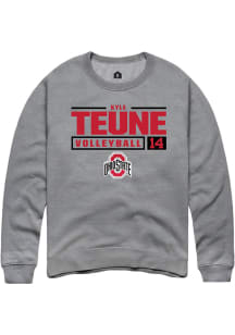 Kyle Teune  Rally Ohio State Buckeyes Mens Grey NIL Stacked Box Long Sleeve Crew Sweatshirt