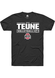 Kyle Teune  Ohio State Buckeyes Black Rally NIL Stacked Box Short Sleeve T Shirt