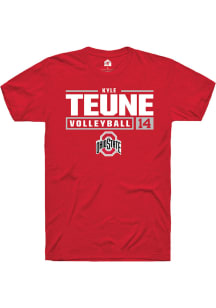Kyle Teune  Ohio State Buckeyes Red Rally NIL Stacked Box Short Sleeve T Shirt