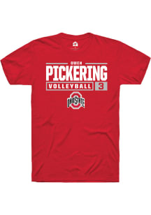 Owen Pickering  Ohio State Buckeyes Red Rally NIL Stacked Box Short Sleeve T Shirt