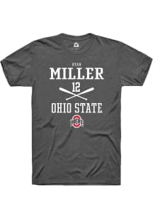 Ryan Miller  Ohio State Buckeyes Dark Grey Rally NIL Sport Icon Short Sleeve T Shirt