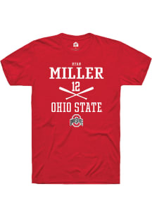 Ryan Miller  Ohio State Buckeyes Red Rally NIL Sport Icon Short Sleeve T Shirt
