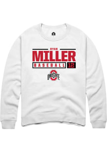 Ryan Miller  Rally Ohio State Buckeyes Mens White NIL Stacked Box Long Sleeve Crew Sweatshirt