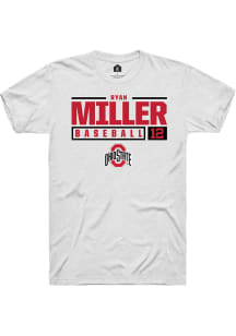 Ryan Miller  Ohio State Buckeyes White Rally NIL Stacked Box Short Sleeve T Shirt