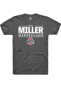 Ryan Miller  Ohio State Buckeyes Grey Rally NIL Stacked Box Short Sleeve T Shirt