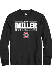 Ryan Miller  Ohio State Buckeyes Black Rally NIL Stacked Box Long Sleeve T Shirt