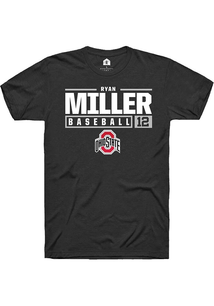 Ryan Miller Ohio State Buckeyes Rally NIL Stacked Box Short Sleeve T Shirt