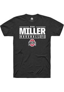 Ryan Miller  Ohio State Buckeyes Black Rally NIL Stacked Box Short Sleeve T Shirt