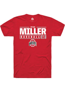 Ryan Miller  Ohio State Buckeyes Red Rally NIL Stacked Box Short Sleeve T Shirt