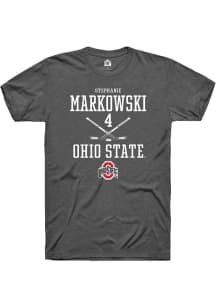 Stephanie Markowski  Ohio State Buckeyes Dark Grey Rally NIL Sport Icon Short Sleeve T Shirt